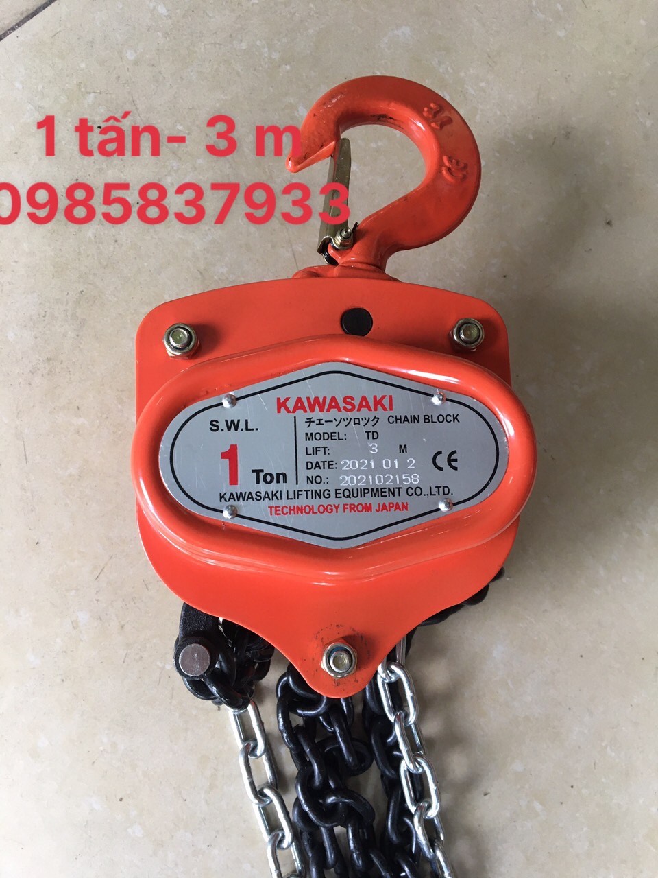 [Freeship+quà tặng 19k] Palang xích kéo tay 1 tấn 3 m Nhật Kawasaki dùng để nâng hạ các thiết bị an toàn hiệu quả