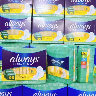 [HCM][HÀNG MỸ] BĂNG VỆ SINH BAN NGÀY SIÊU MỎNG ALWAYS ULTRA THIN REGULAR 8HR 96 MIẾNG
