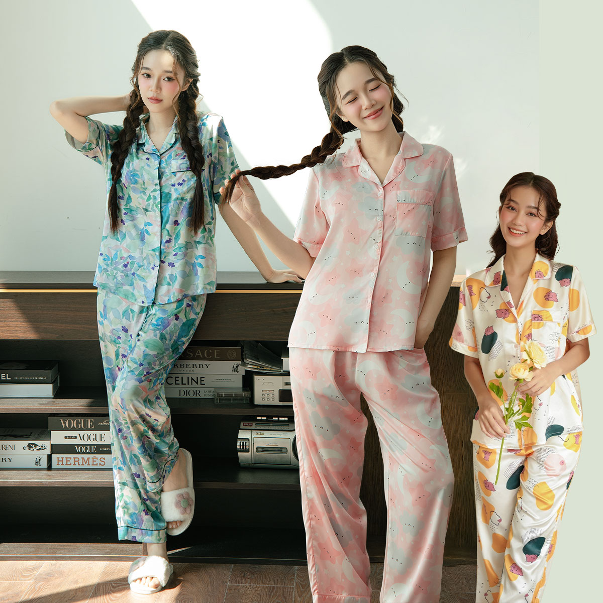 VIBES Đồ bộ Pijama dài Lụa Latin Jardin Long Py Set