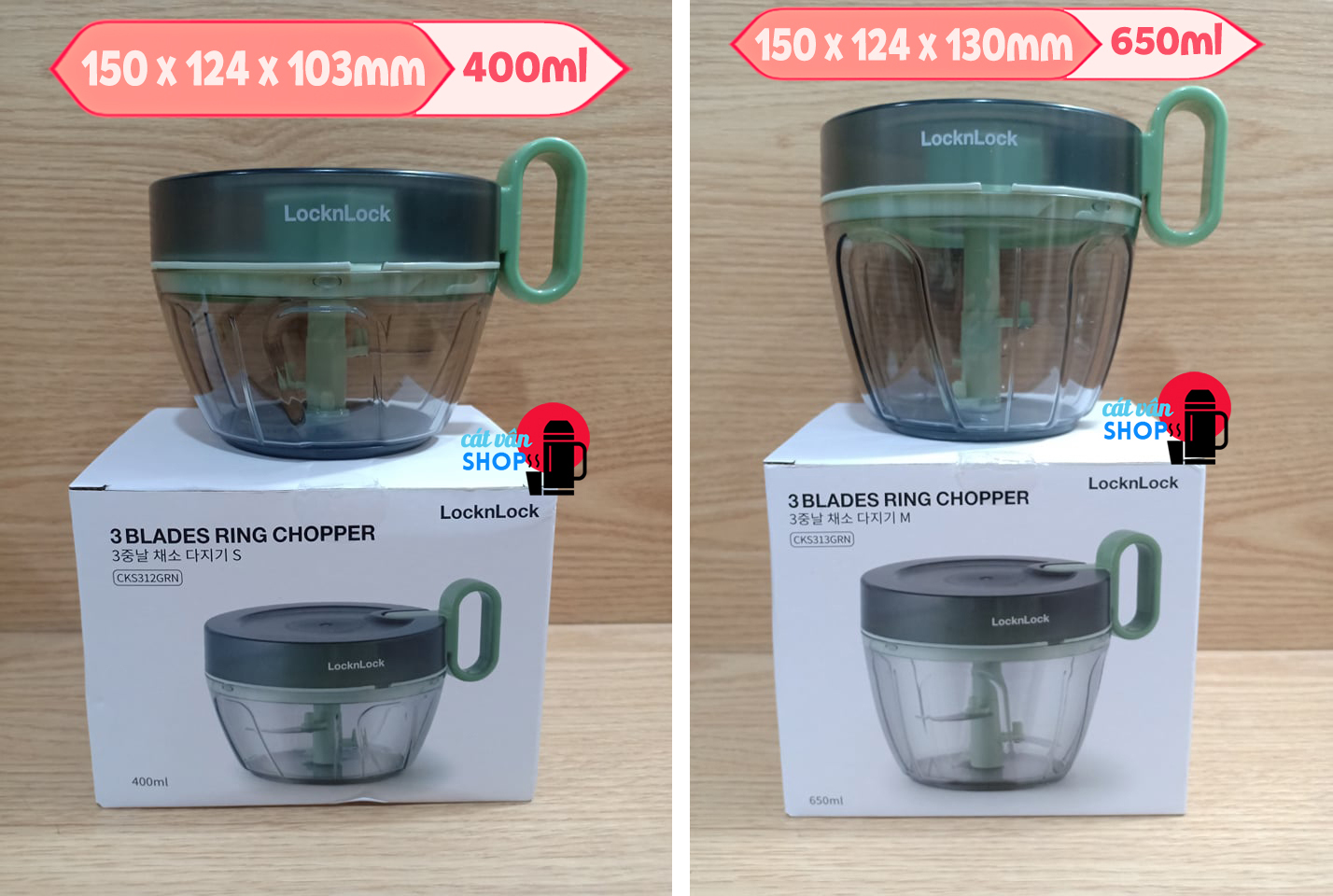 Dụng cụ băm rau củ quả Lock&Lock 400ml 650ml CKS312 - CKS313 (NEW 2022)