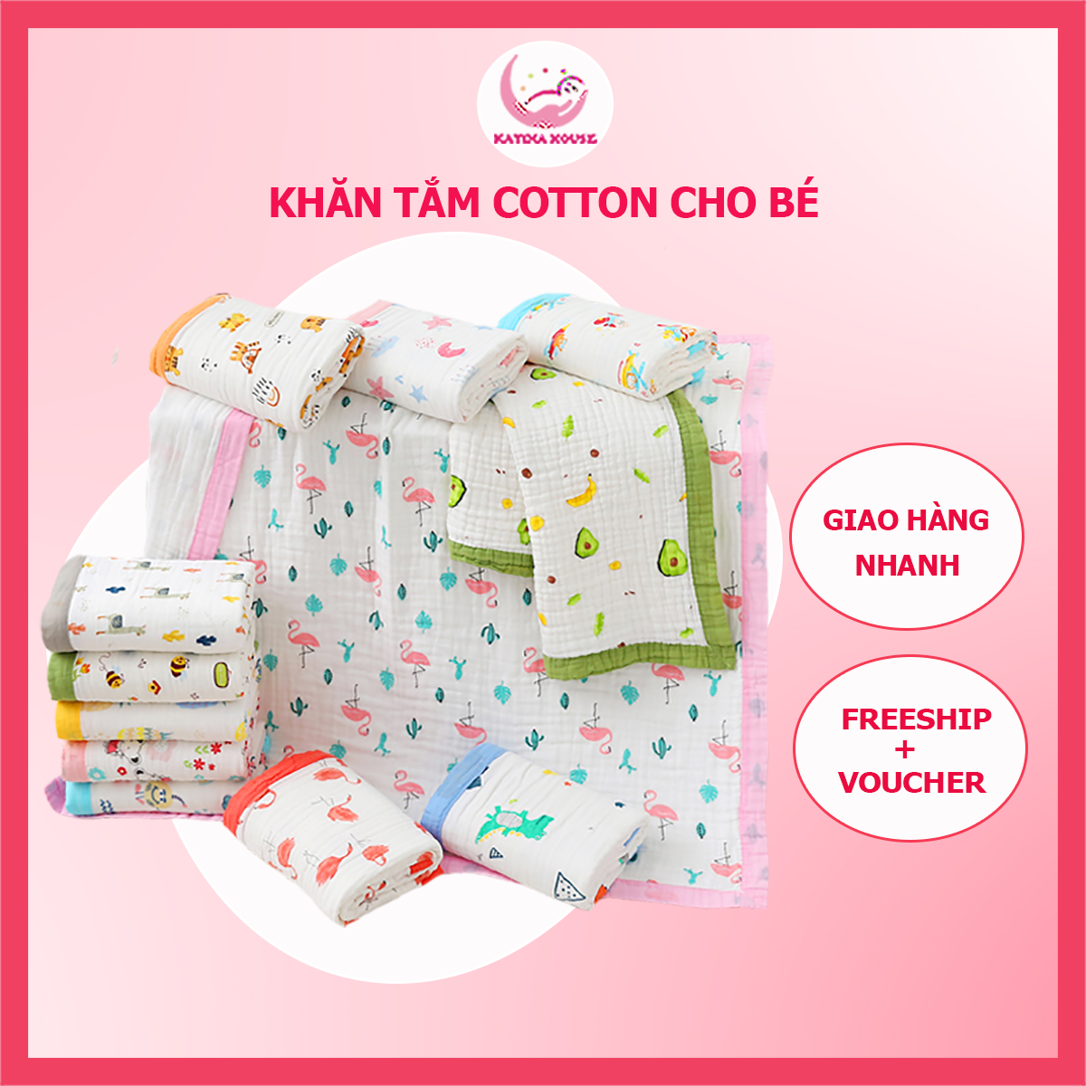 Khăn tắm cho bé Aden sợi tre 4 lớp mềm mịn mát, 90x110cm, họa tiết sắc nét có bo viền cực đẹp