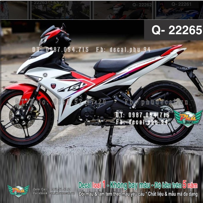 Tem rời ex exciter 150 bản kỉ niệm trắng đỏ 2 hàng loại 1.
