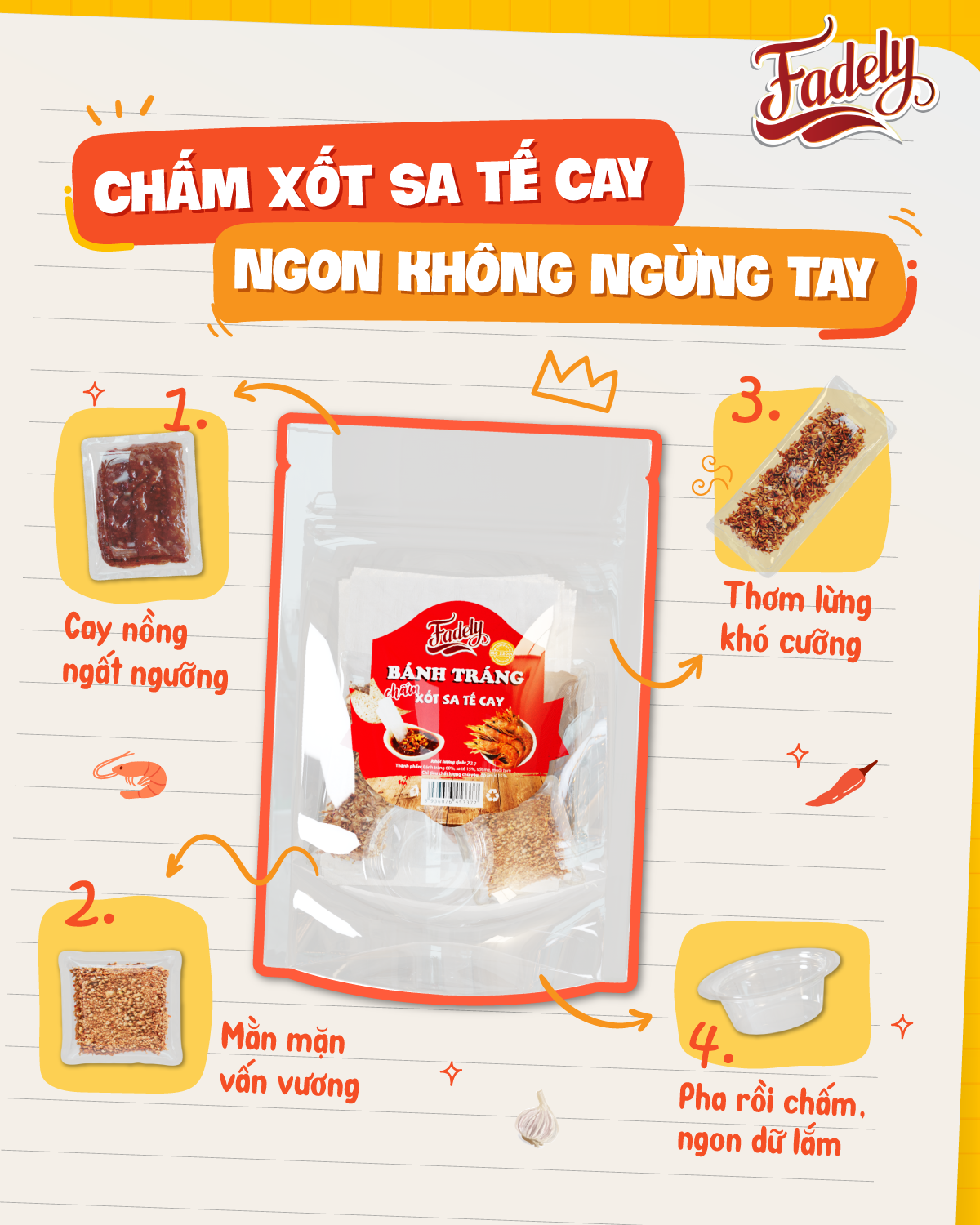 Bánh Tráng Chấm Xốt Sa Tế Cay Fadely (72g)
