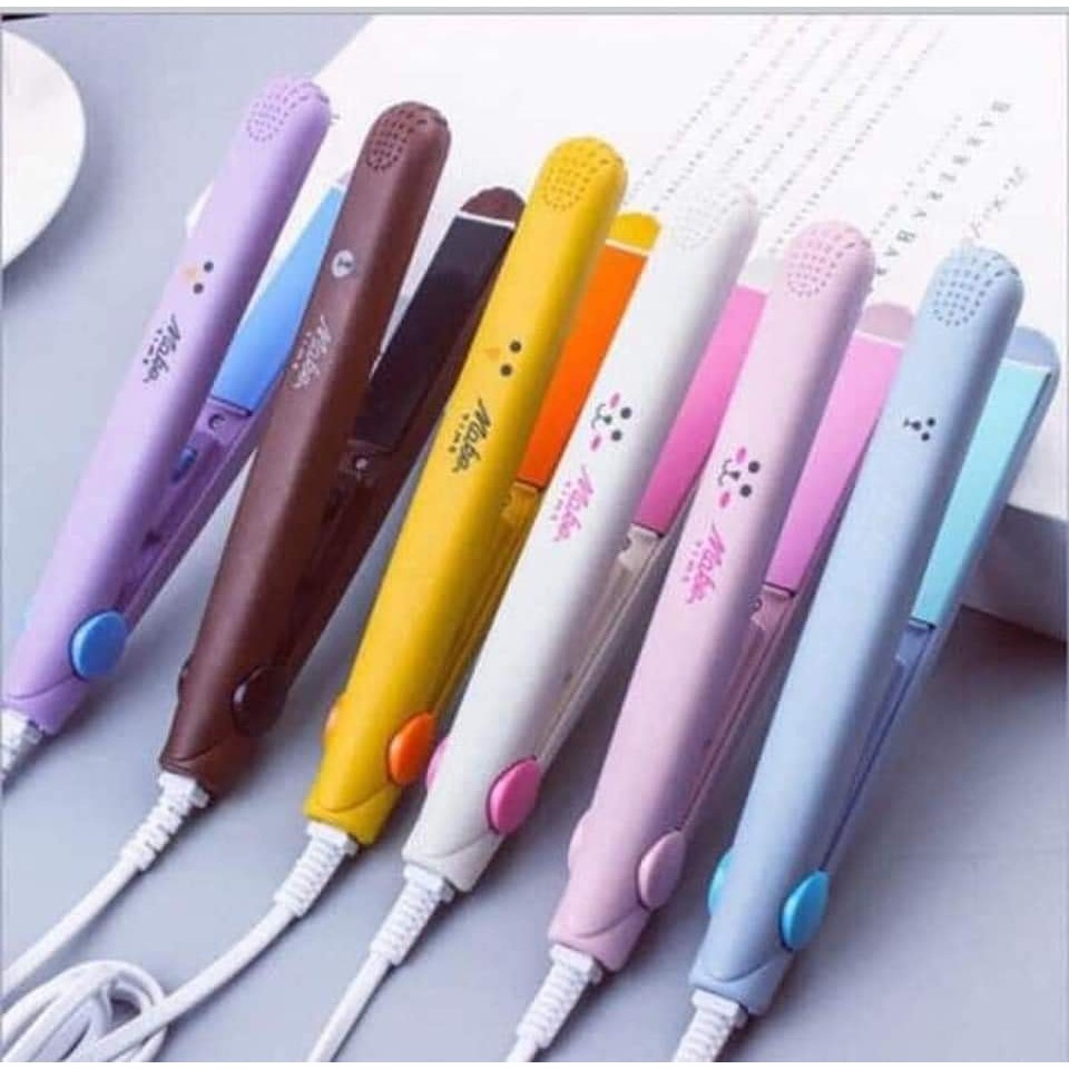 Máy ép tóc mini, máy duỗi thẳng tóc, uốn xoăn tóc dễ thương dễ dàng tạo kiểu tóc thuận tiện mang đi du lịch