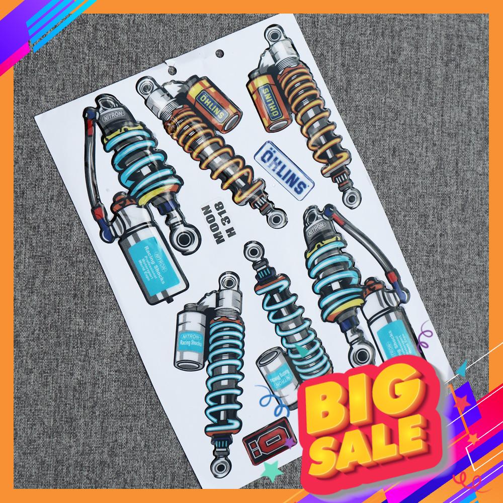 [SALE SỐC] BỘ TEM DẬP NỔI NHIỀU DECAL,STICKER TRANG TRÍ XE MẪU PHUỘC OHLINS XANH SIÊU DÍNH