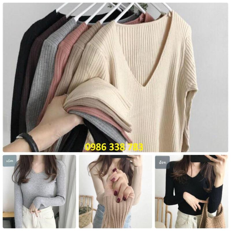Áo len lông cừu cổ tim-Loại 1