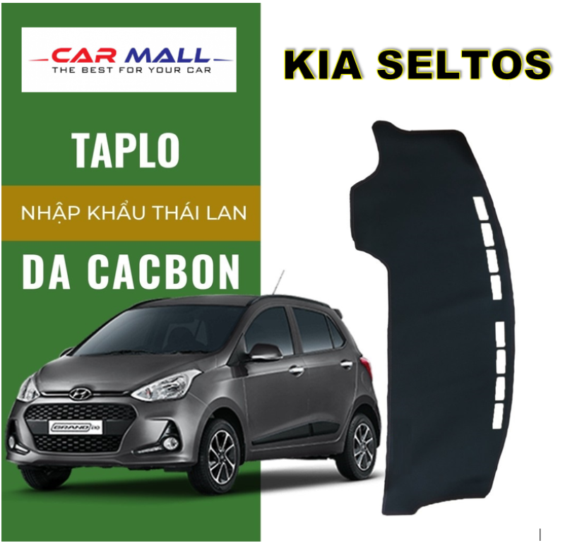Thảm taplo KIA SELTOS , thảm phủ taplo da dập vân cacbon cao cấp