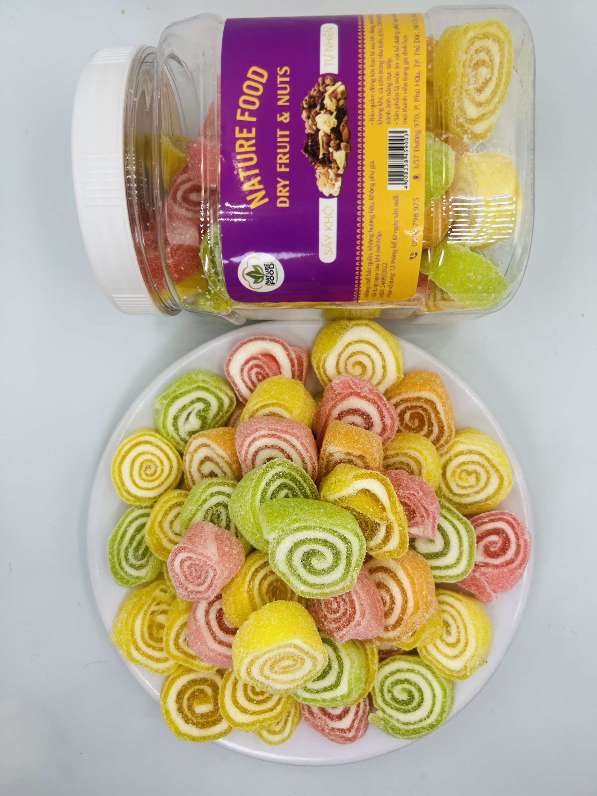 1Kg ( 2 Hộp ) kẹo dẻo xoắn trái cây  ( kẹo dẻo xoắn ốc, kẹo dẻo trái cây xoắn, kẹo sắc màu )