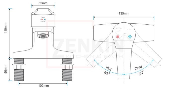 VÒI  CHẬU LAVABO NÓNG LẠNH 2 CHÂN.