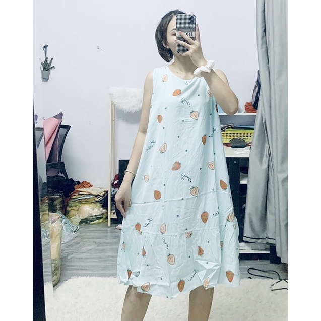 Váy lanh bầu dáng suông, mặc nhà Mùa HÈ