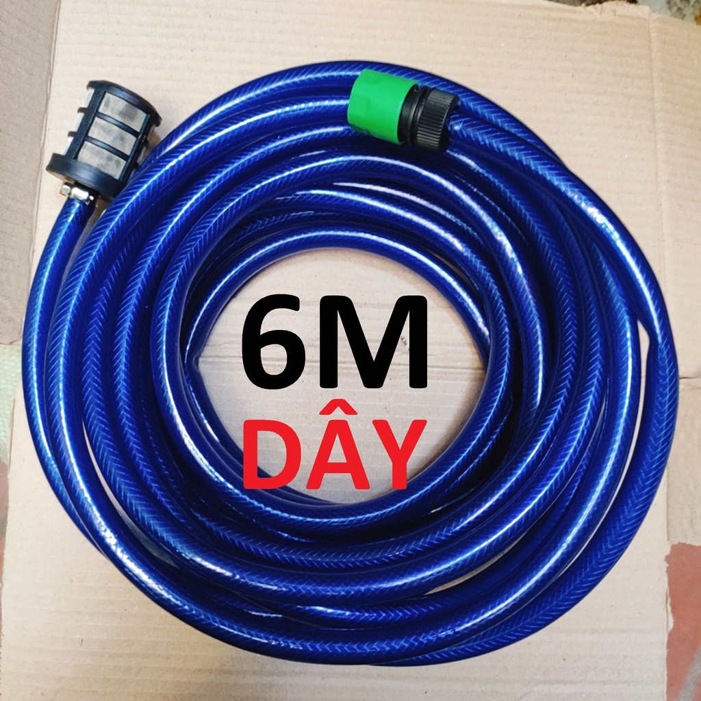 Dây cấp nước máy rửa xe gia đình 6m, dây dẫn nước đầu vào, đầu lọc rác