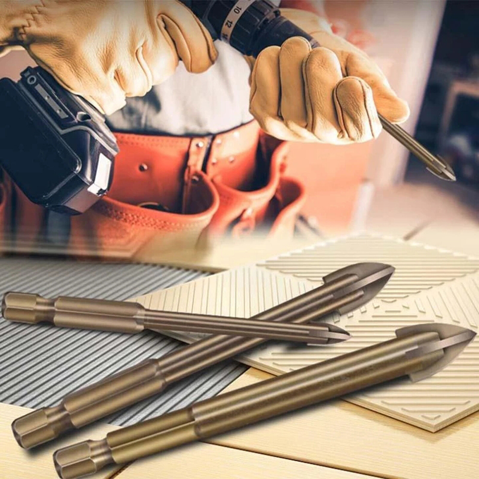 Farfi 5Pcs/Set Drill Bits Rust-Proof Multifunctional Alloy Marble Drill Bit Kit Drilling Tool