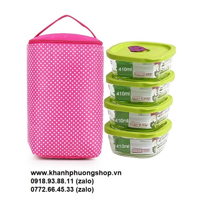 [HCM]bộ hộp cơm thủy tinh lock&lock - hộp cơm thủy tinh lock&lock