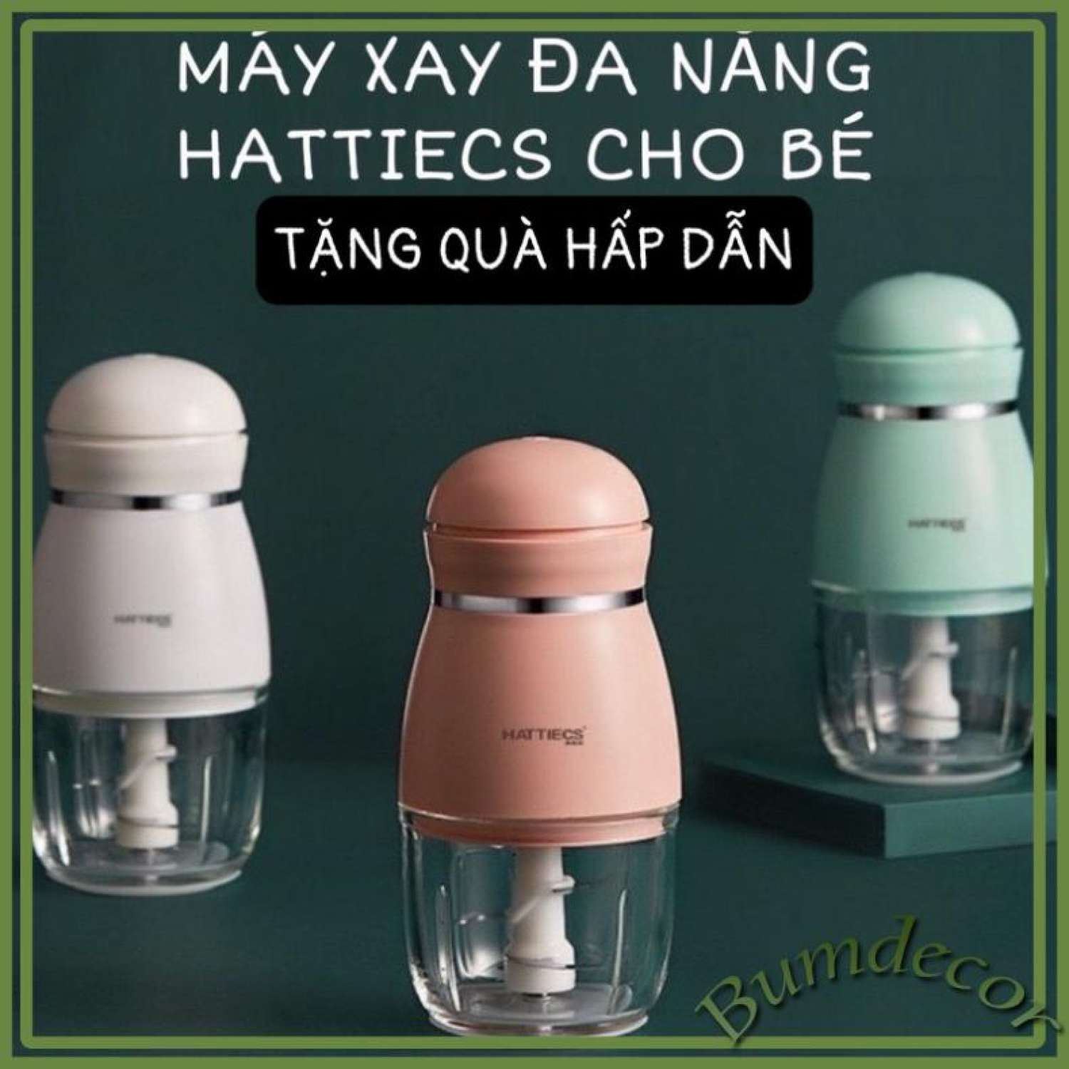 Máy Xay Ăn Dặm Xay Thịt Đa Năng Hattiecs Cối Thuỷ Tinh 6 Lưỡi Dao