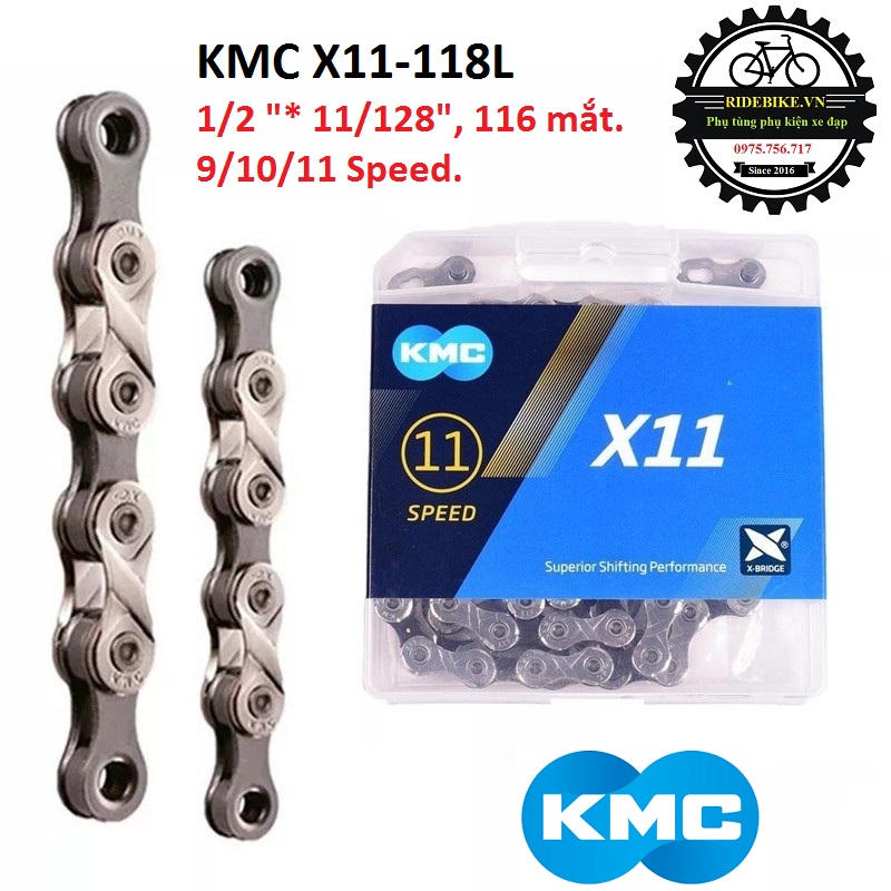 Sên xích xe đạp 11 speed kmc x11-118l - full box chính hãng