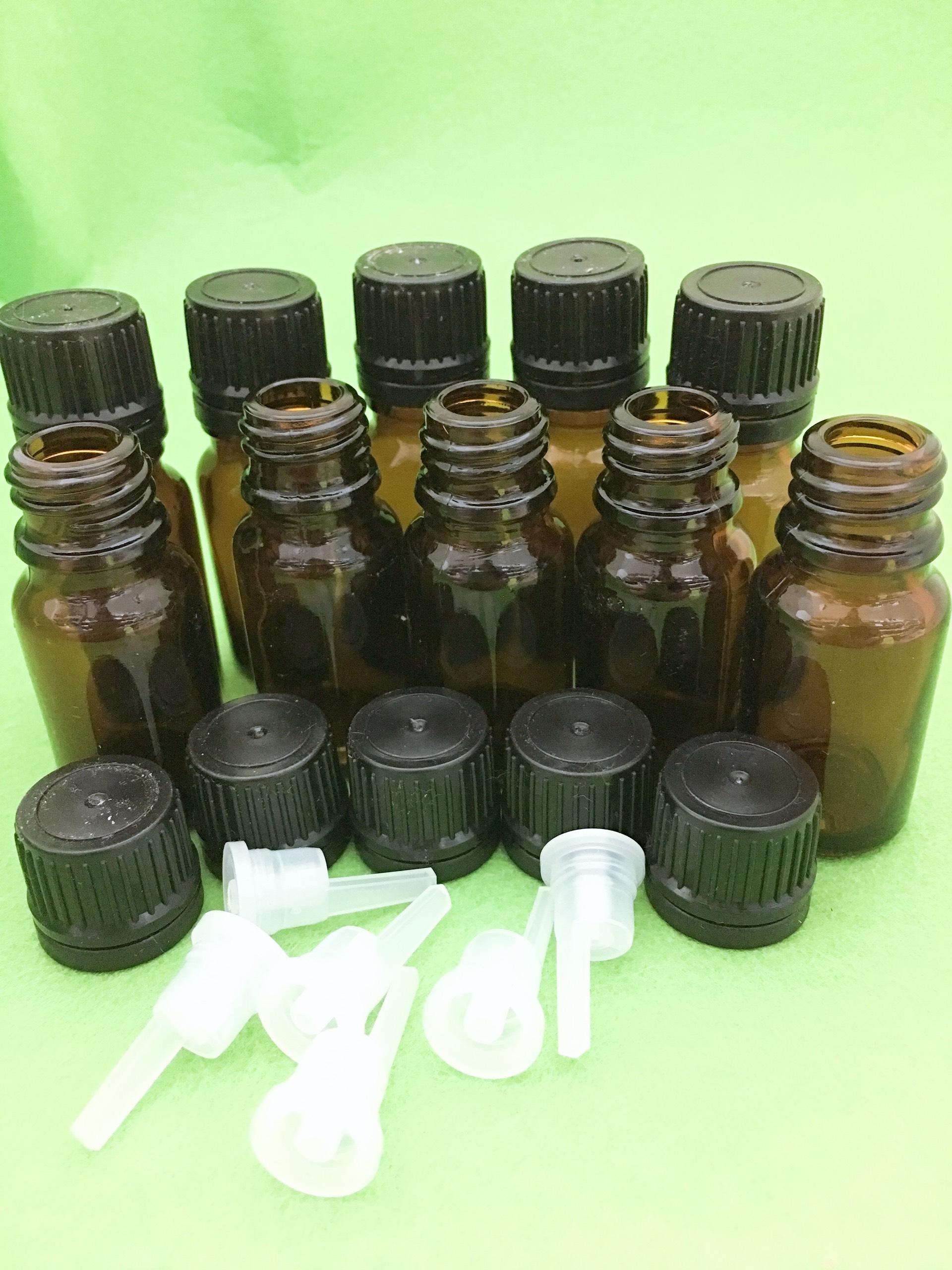 Combo 10 lọ đựng tinh dầu nâu nắp đen lọ 10ml