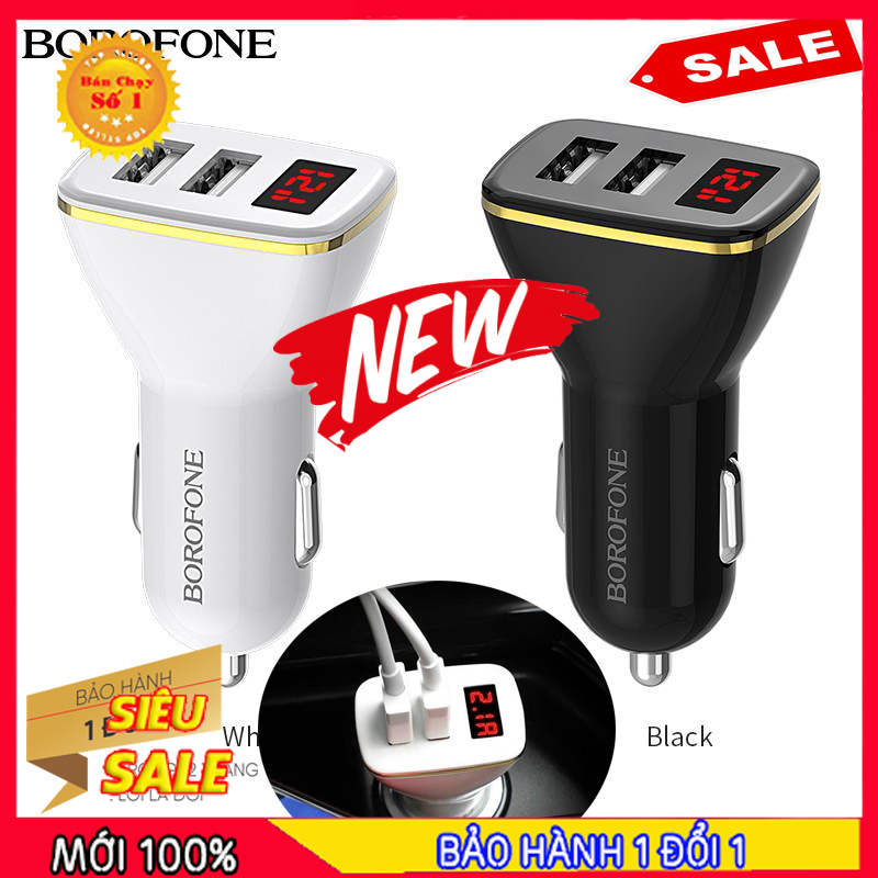Cốc sạc ô tô borofone bz11 - cóc sạc xe hơi bz11 - 02 cổng usb - cóc sạc xe hơi borofone bz11