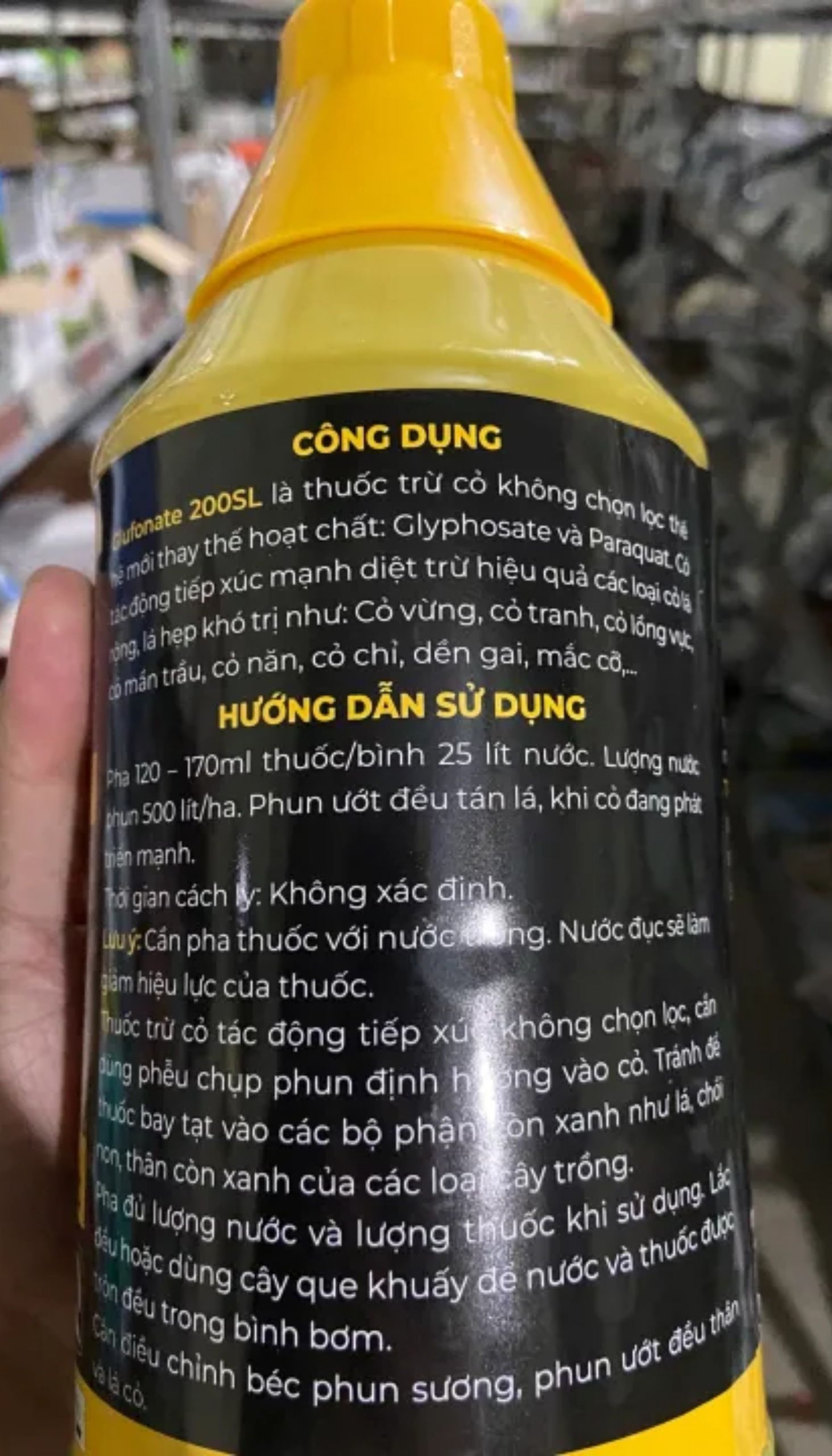 Thuốc trừ cỏ Glufonate 200SL (chai 900ml - Can 4,5L) diệt cỏ tận gốc
