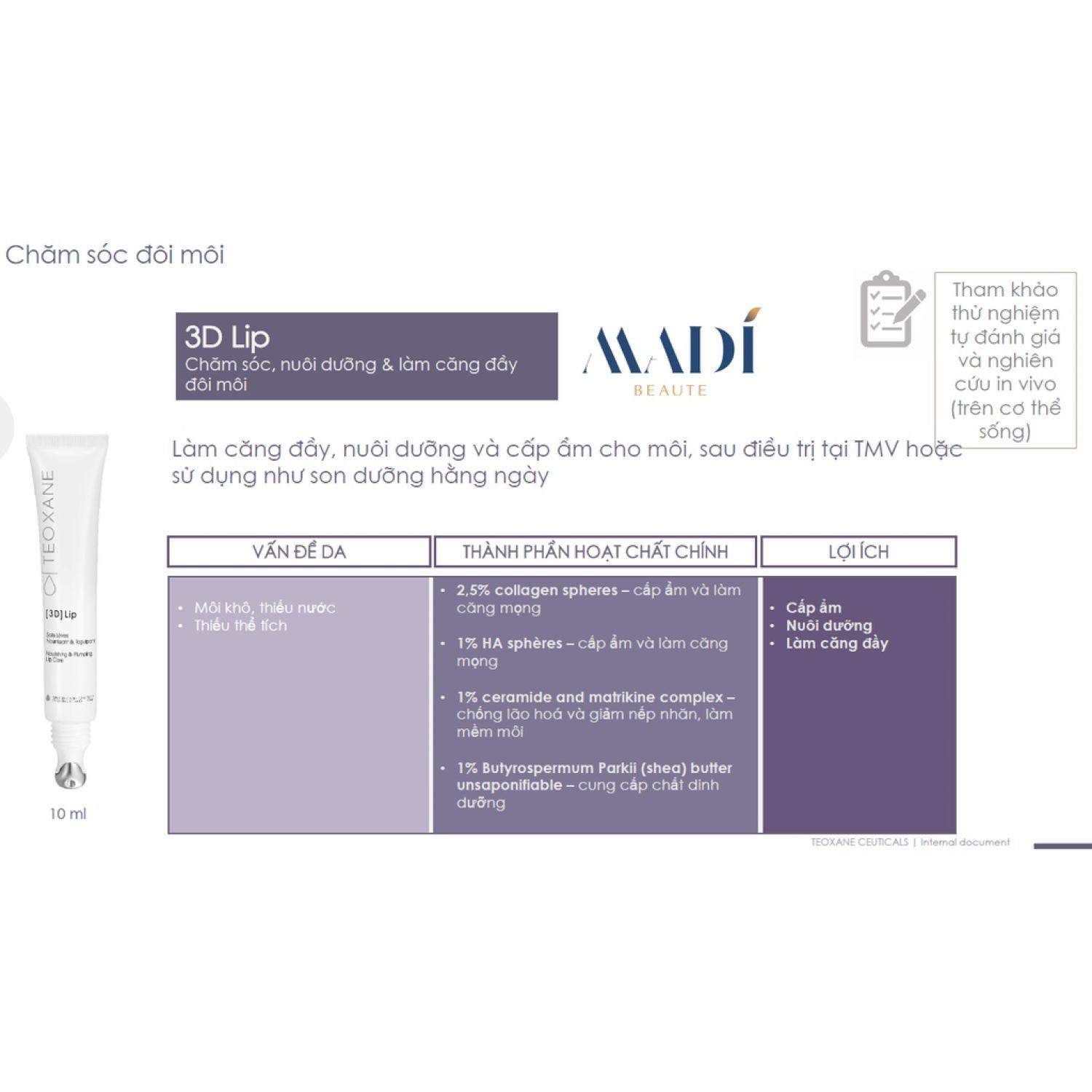 [HÀNG CÔNG TY CÓ TEM] Son Dưỡng Môi (3D) Lip Của TEOXANE 10ml