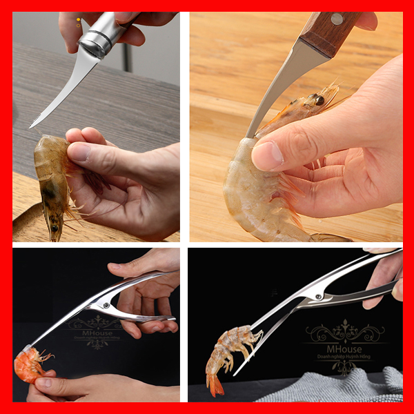 Kìm Kẹp Tôm Inox, Dụng Cụ Lấy Chỉ ,Kẹp Tách Vỏ Hải Sản Inox, Dao Cắt Thịt Rau Củ Quả
