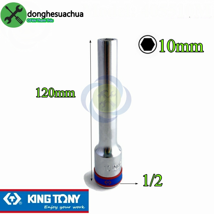 Tuýp 10mm dài 120mm loại 1/2 có 6 cạnh kingtony 425510m