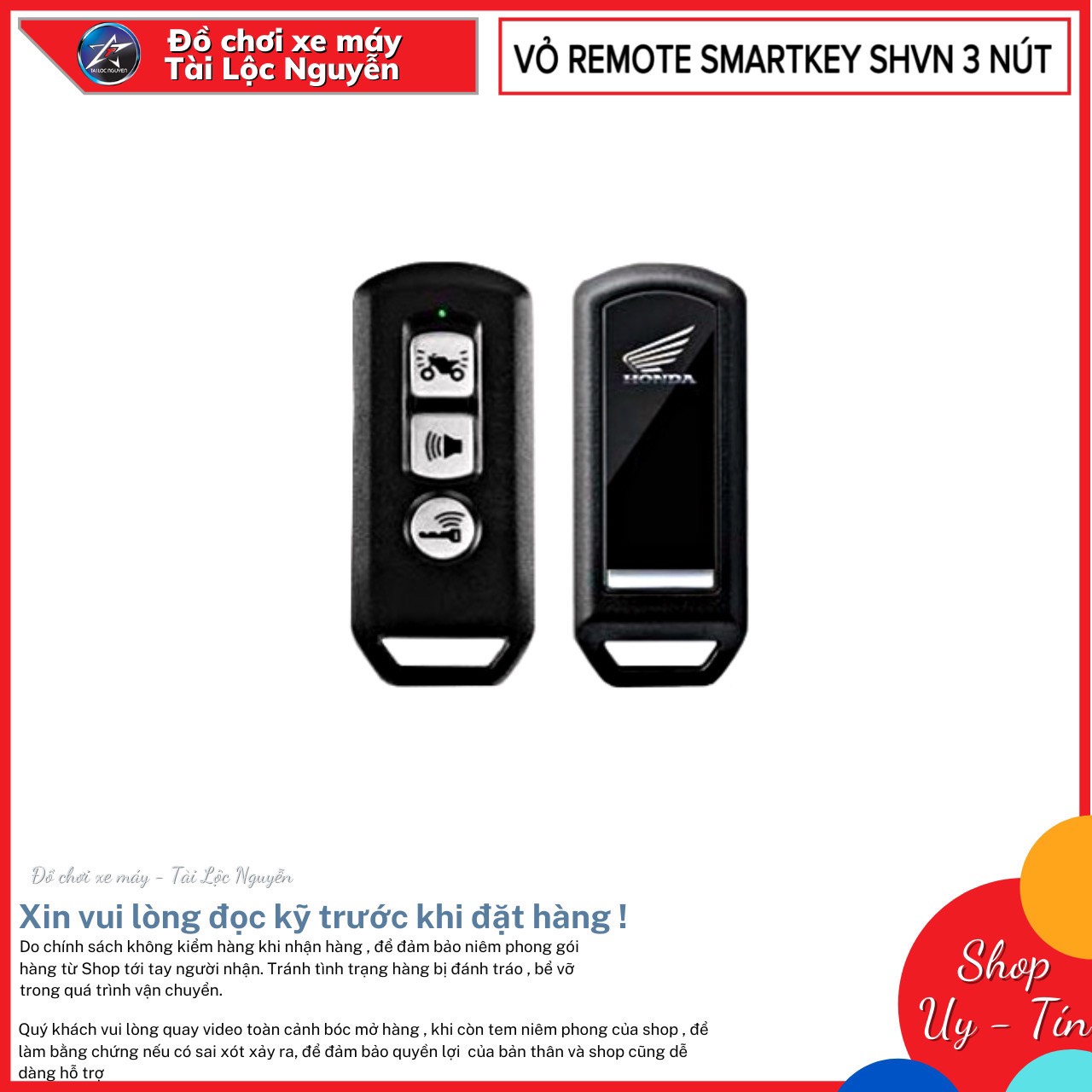 VỎ REMOTE KHÓA SMARTKEY HONDA SH - SH MODE 3 NÚT