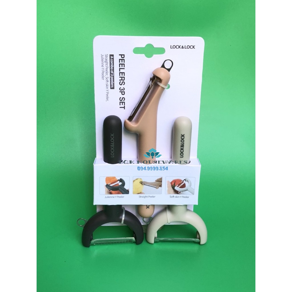 [ Lock&Lock ] Bộ Dao Bào 3P Lock&Lock (Julienne Dao, Dao Bào Răng Cưa, Dao Bào Củ Quả) Cks003