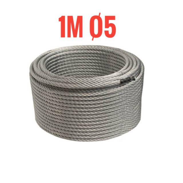 Sỉ 50m Ø5 dây cáp lụa bọc nhựa chống rỉ sắt, siêu bền