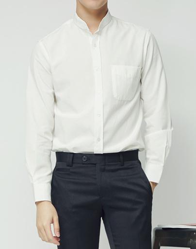 Áo sơ mi nam cổ trụ style Hàn Quốc