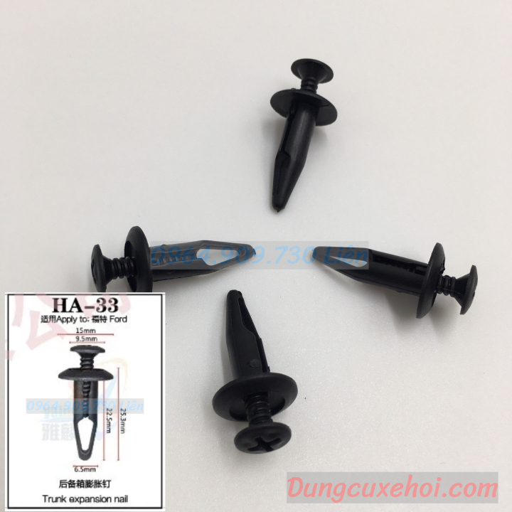 Bộ 20 đinh tán, chốt vít nở vit Nhựa Loại 1 cho xe hơi ô tô Ford Chất Liệu Nhựa Nylon Polyme HA33