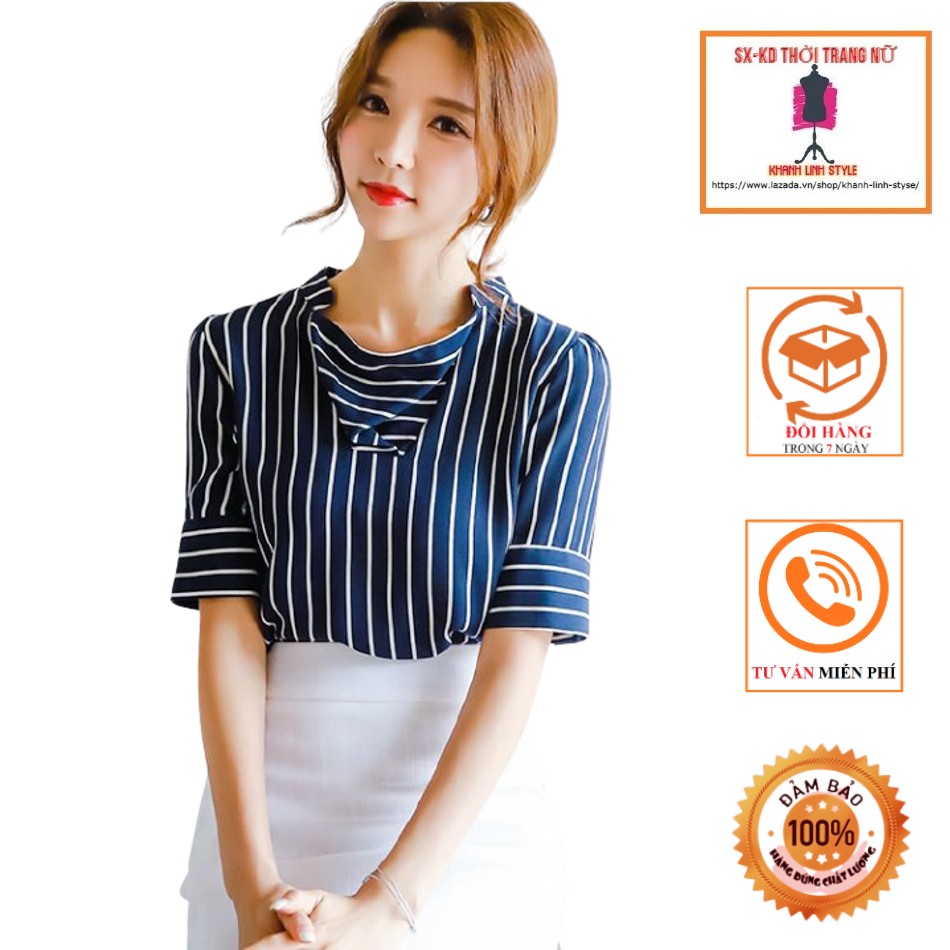 [4.4 Hoàn tiền 15%][HCM]Áo sọc cổ đỗ- MS0106A