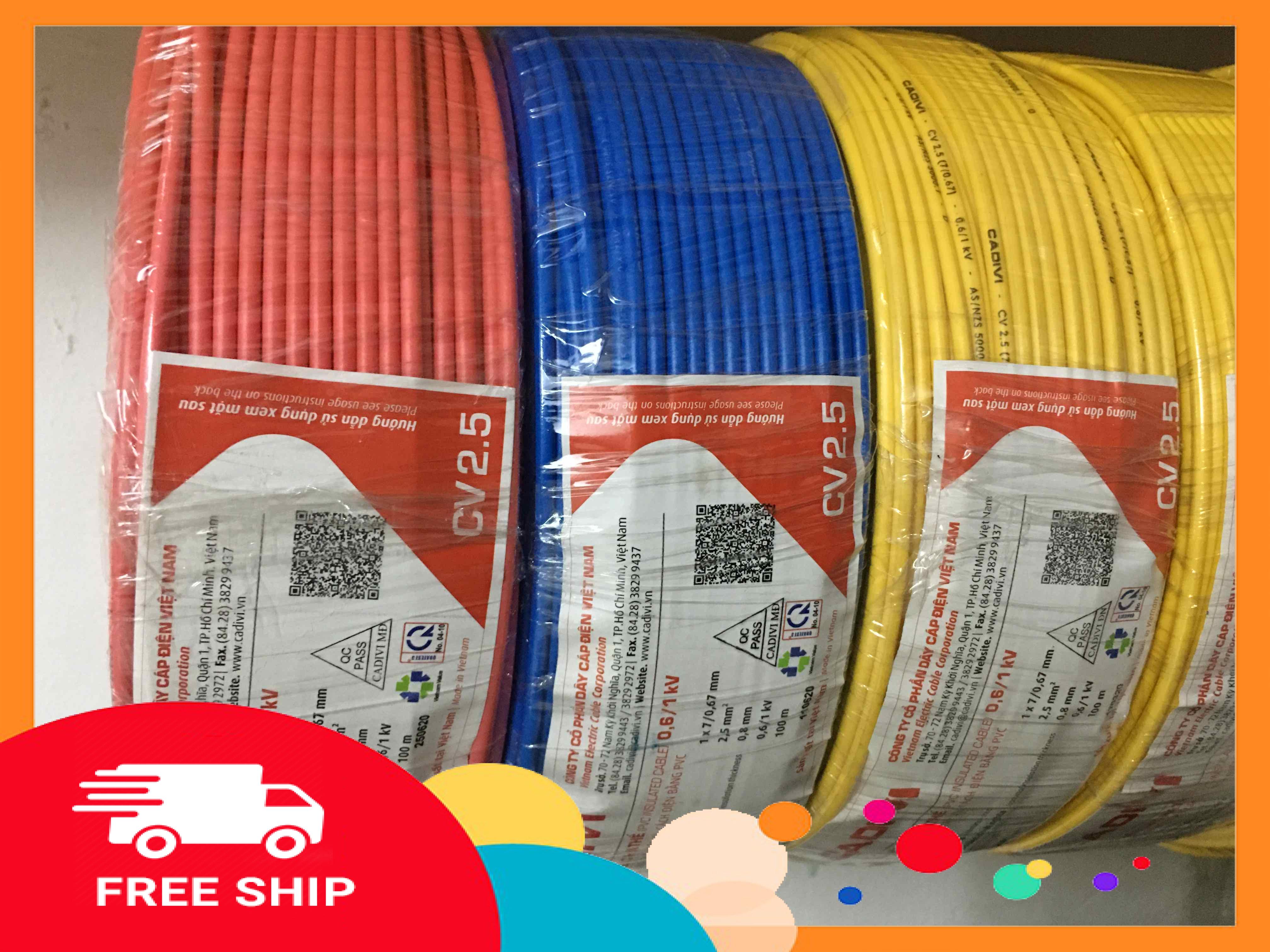 100 mét dây điện cadivi 2.5 đơn CV có ship Hỏa Tốc [Giá hủy diệt] [Ảnh thật] [Chính hãng]