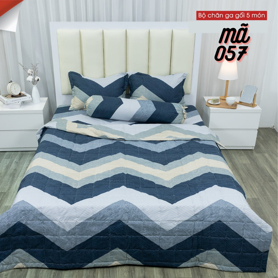 (Giá xưởng) Bộ 5 món chăn ga gối hè thu Cotton poly giá rẻ | Set mền trần bông, drap giường, vỏ gối cotton poly đẹp đủ size M6/M8/2M/1M2 [Doraemon Đàn]