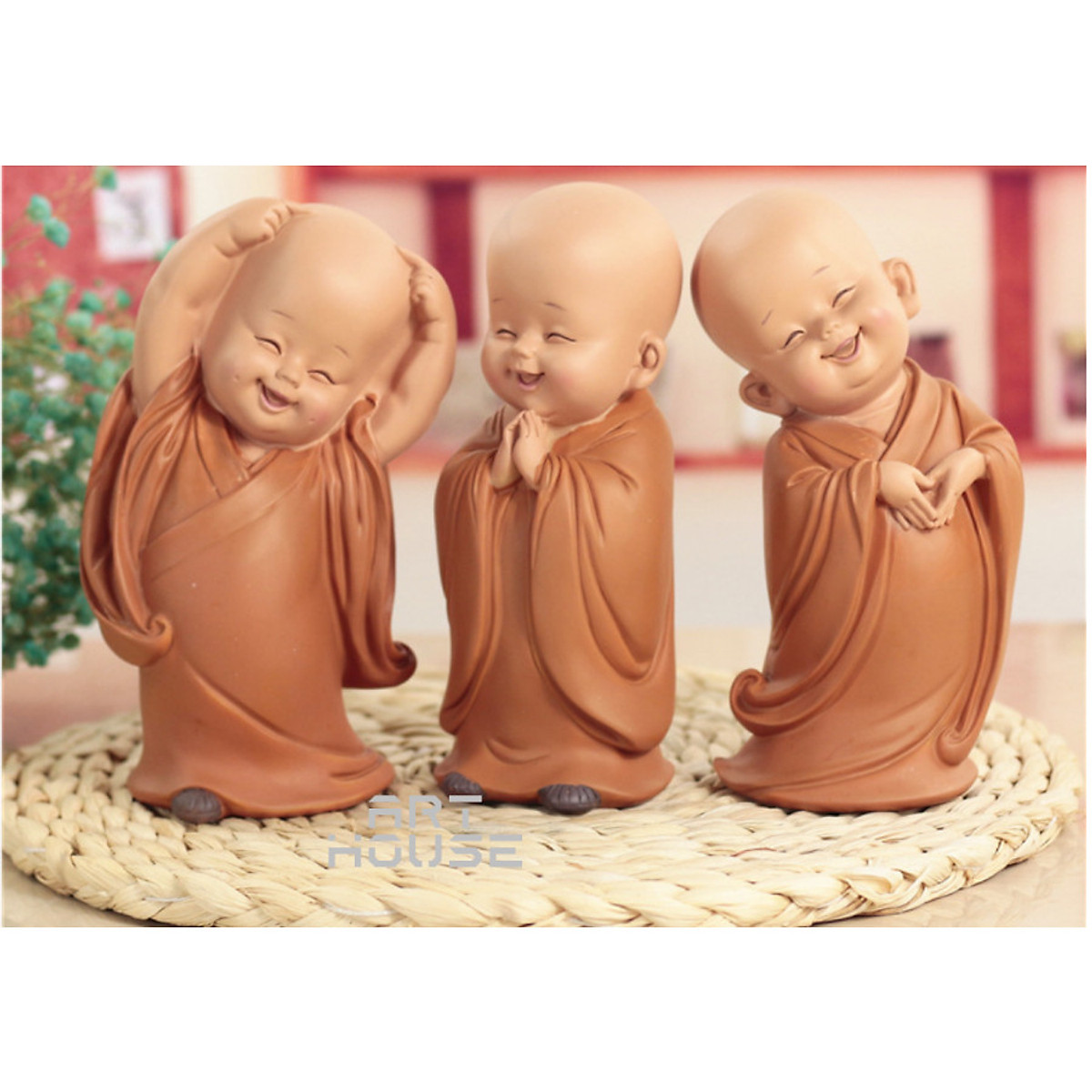 [HCM]Bộ tượng 3 chú tiểu vui vẻ - 16.5cm