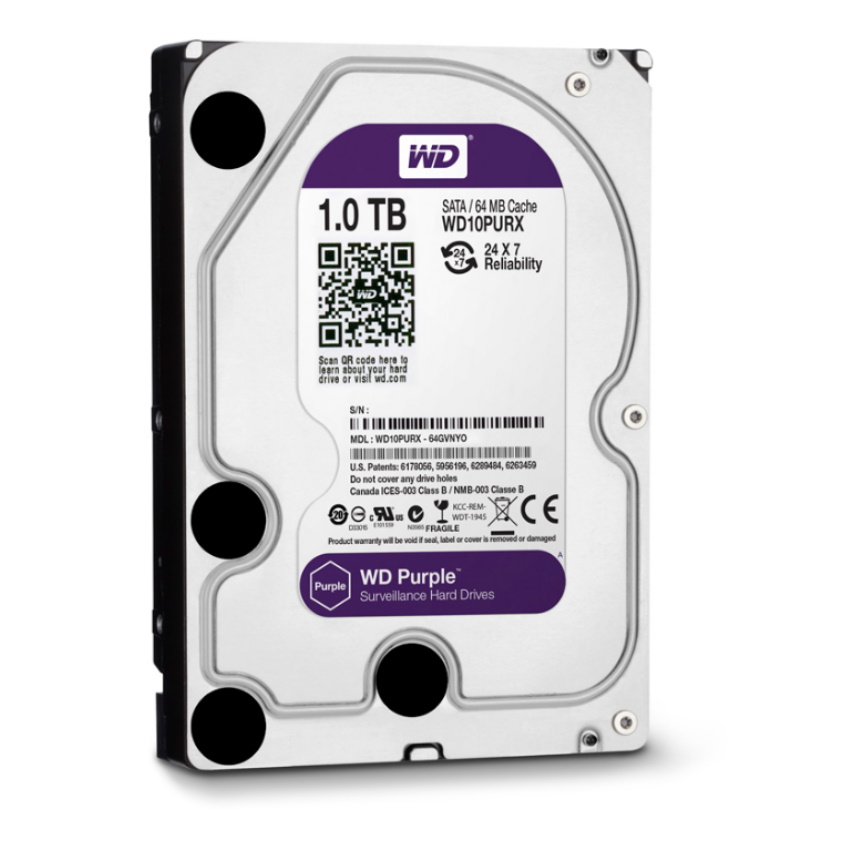 Ổ cứng HDD 1TB WD PURPLE chuyên dùng cho đầu thu camera. Bảo hành 2 năm
