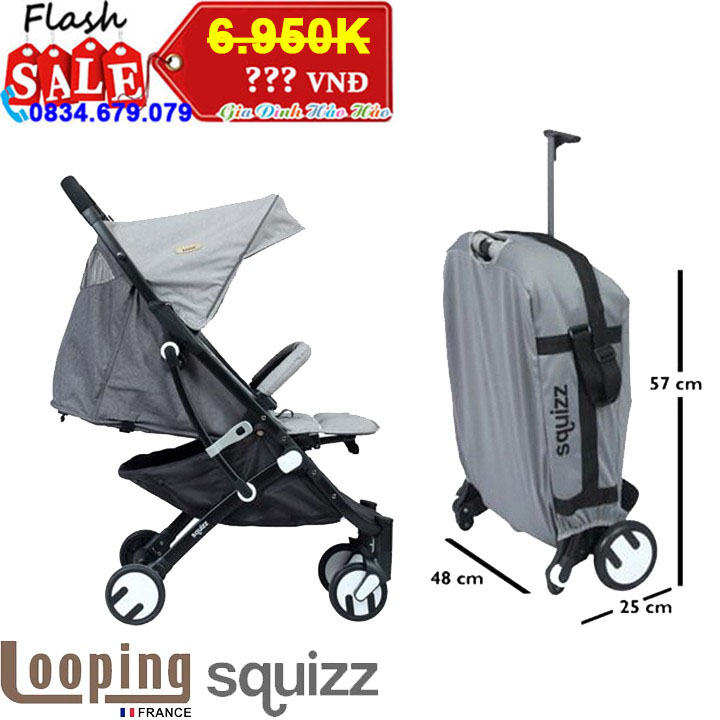 Xe Đẩy Trẻ Em Looping Squizz 2 Stroller - Màu viền trắng