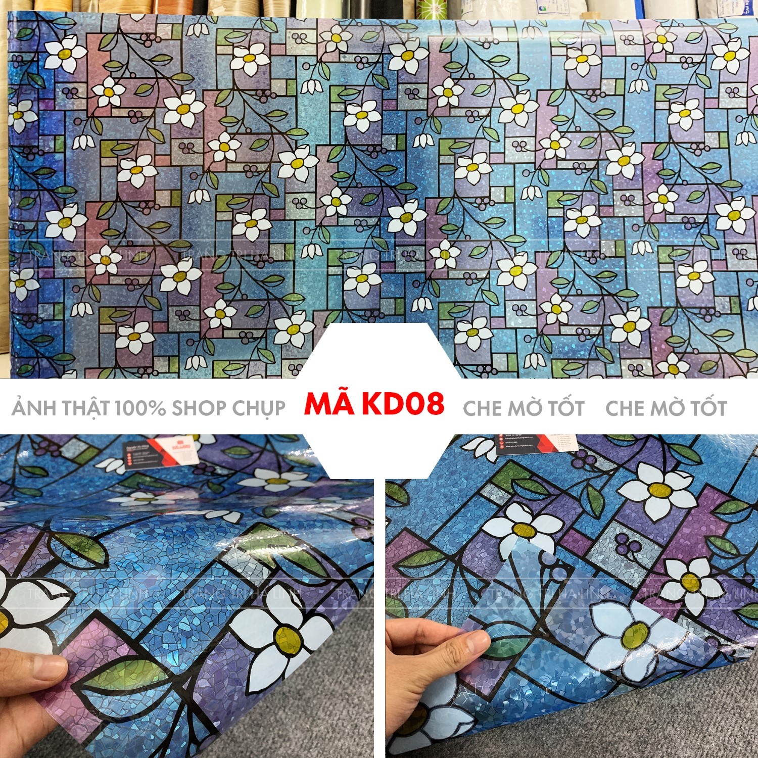 Decal dán kính mờ 3d , giấy decan dán kiếng dày hoa văn sắc nét dán cửa sổ phòng ngủ