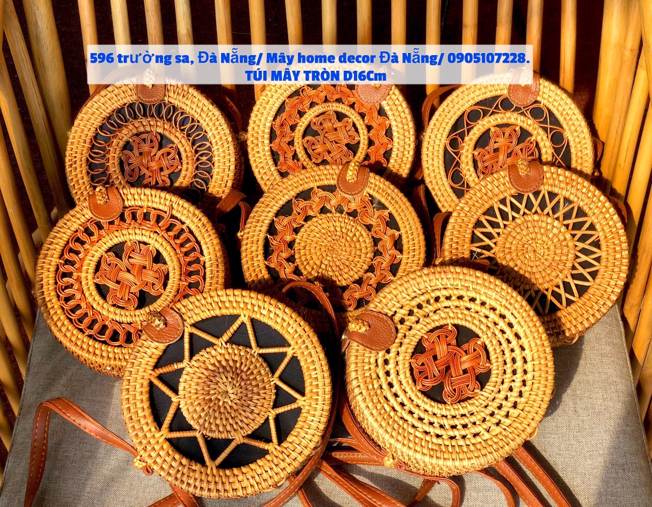 Túi mây tròn đi biển Mandala D20/D16cm