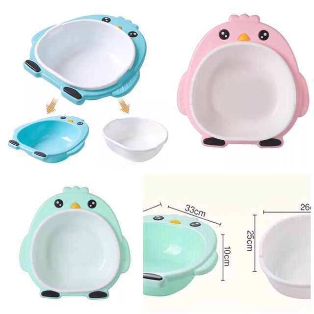 Chậu rữa mặt, thau hình thú chim cánh cụt cho bé