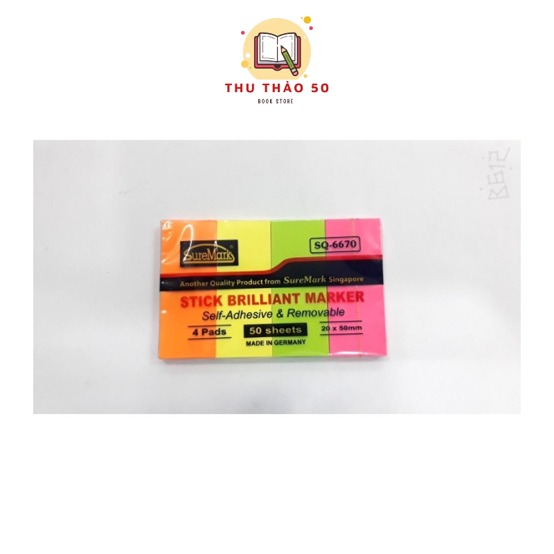 Giấy note phân trang 4 màu dạ quang SureMark SQ-6670.