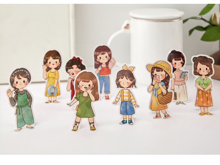 Sticker cute nhân vật chibi chàng trai, cô gái
