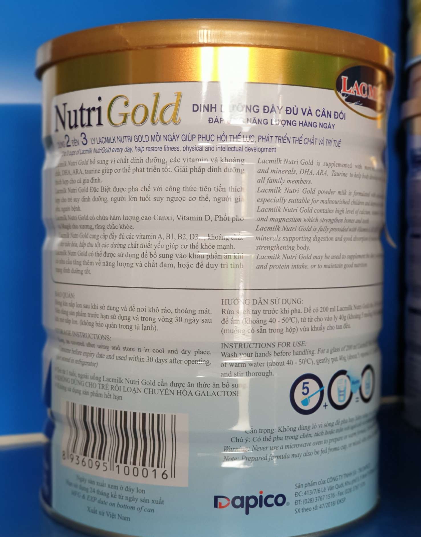 Combo 2 Lon Sữa bột LacMilk NutriGold Dinh dưỡng cho cả gia đình