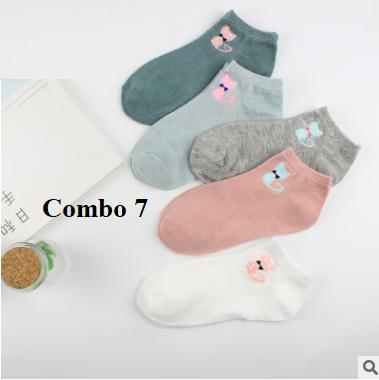 20 mẫu Combo 5 đôi tất cổ ngắn Hàn Quốc
