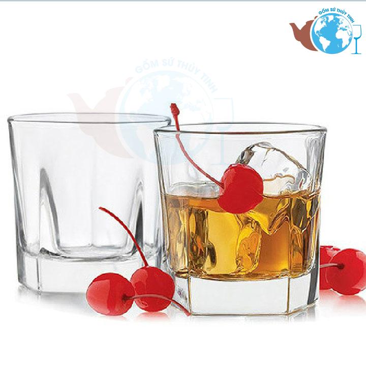 Bộ 6 ly thủy tinh 5 góc vuông lùn uống trà đá - ly 5 GÓC TRẮNG cao cấp / ly uổng rượu cực sang