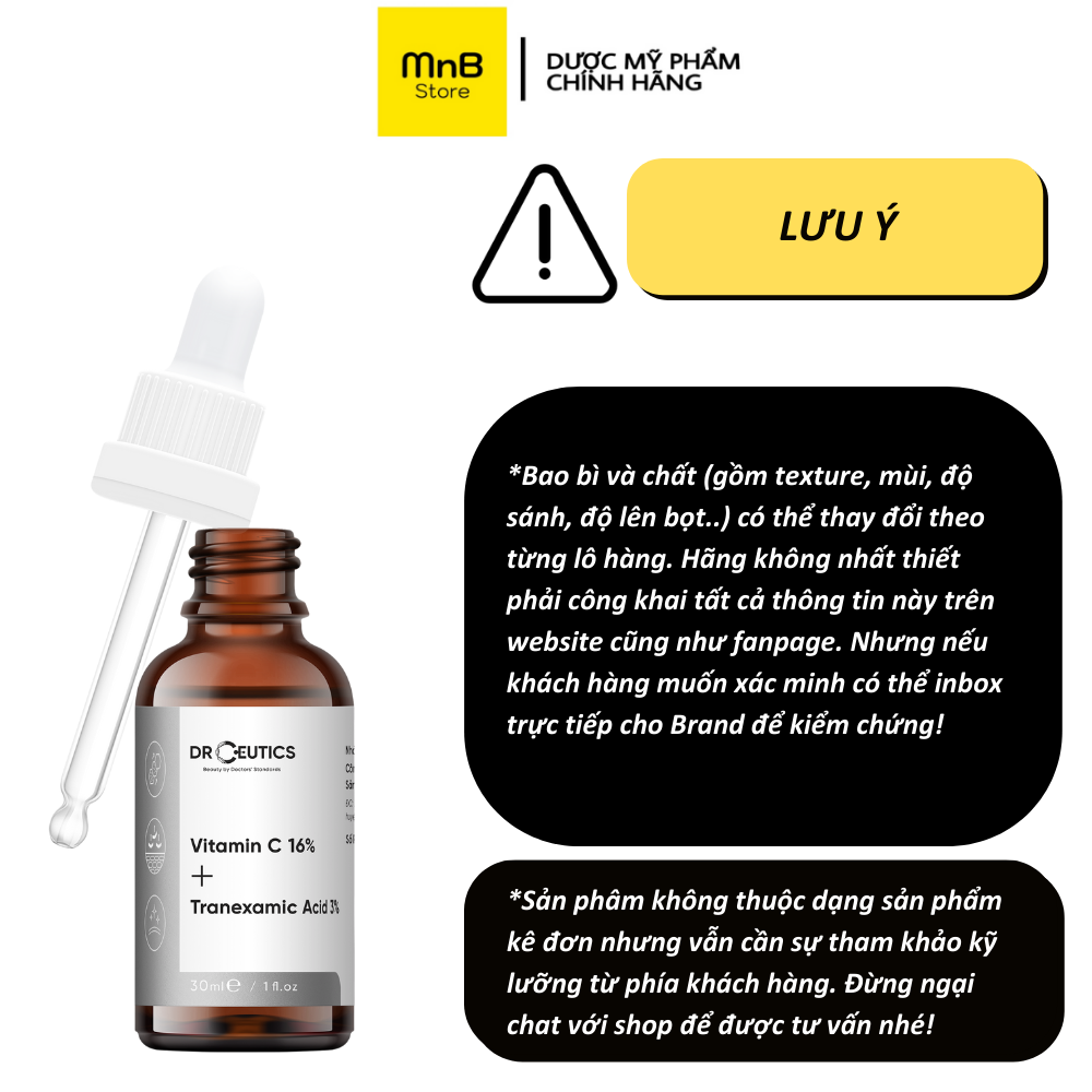 Serum DrCeutics Vitamin C 16% + Tranexamic Acid 3% sáng da, mờ thâm sạm 30ml