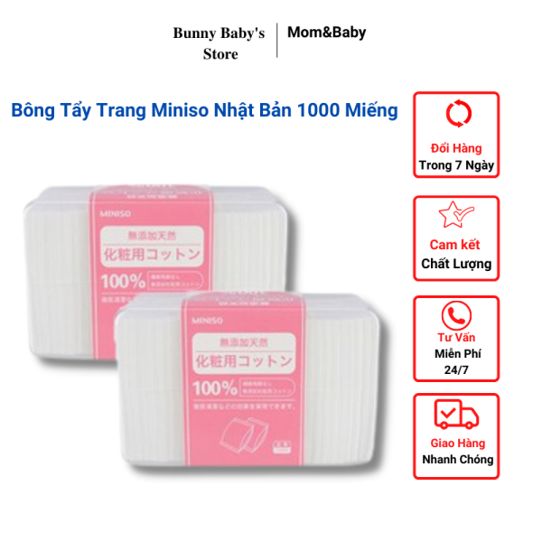 Bông Tẩy Trang Miniso Nhật Bản 180 Miếng - 1000 Miếng
