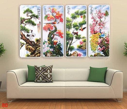 tranh treo tường Tứ Quý/Gỗ MDF cao cấp/ tranh treo tường bốn mùa
