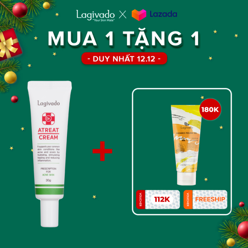 Kem chấm giảm mụn Hàn Quốc Lagivado ngừa thâm sẹo rỗ, thông thoáng lỗ chân lông Dr. Atreat Cream 30 ml giá rẻ