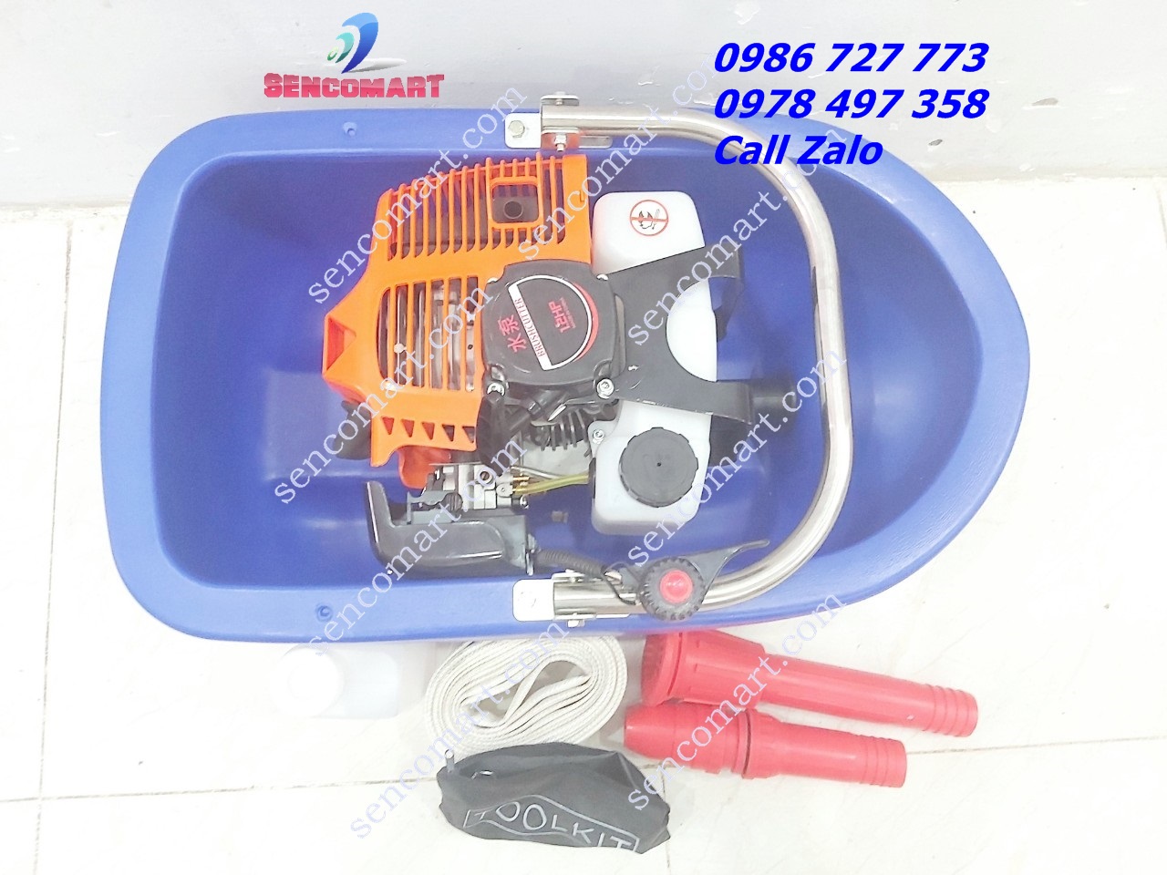 Máy bơm thuyền, bơm nước dạng ghe xuồng thả nổi chạy xăng 2 thì
