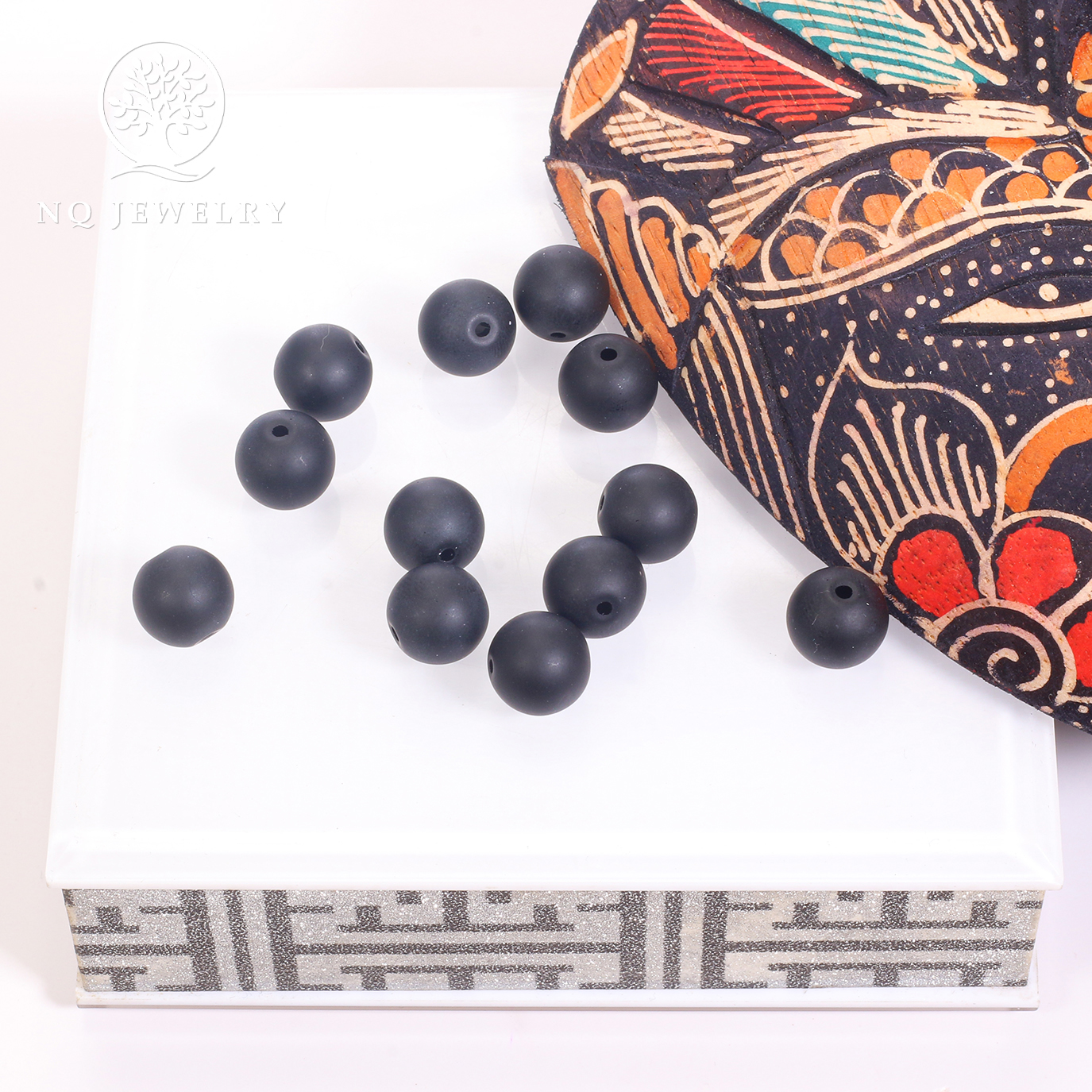 Combo 10 viên đá obsidian nhám 10mm - NQ Jewelry